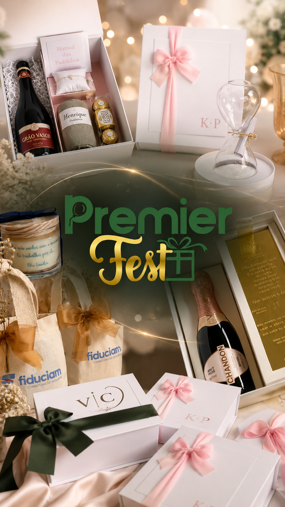Kits e caixas premium personalizados da Premier Fest